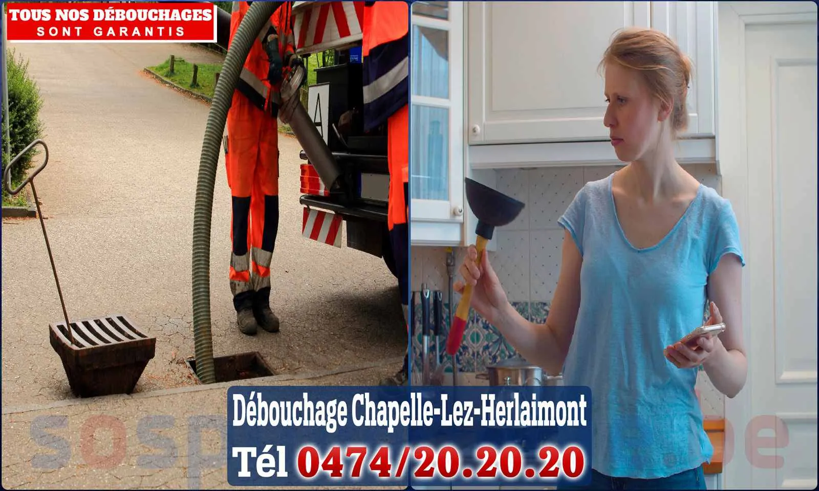 Débouchage canalisation Chapelle-Lez-Herlaimont - SOS Plomberie