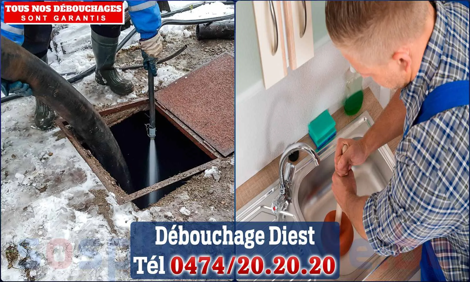 Débouchage canalisation Diest - SOS Plomberie