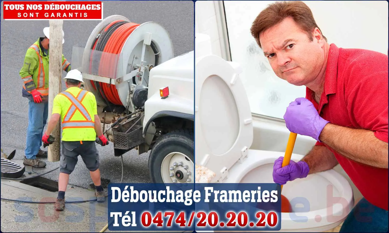 Débouchage canalisation Frameries - SOS Plomberie