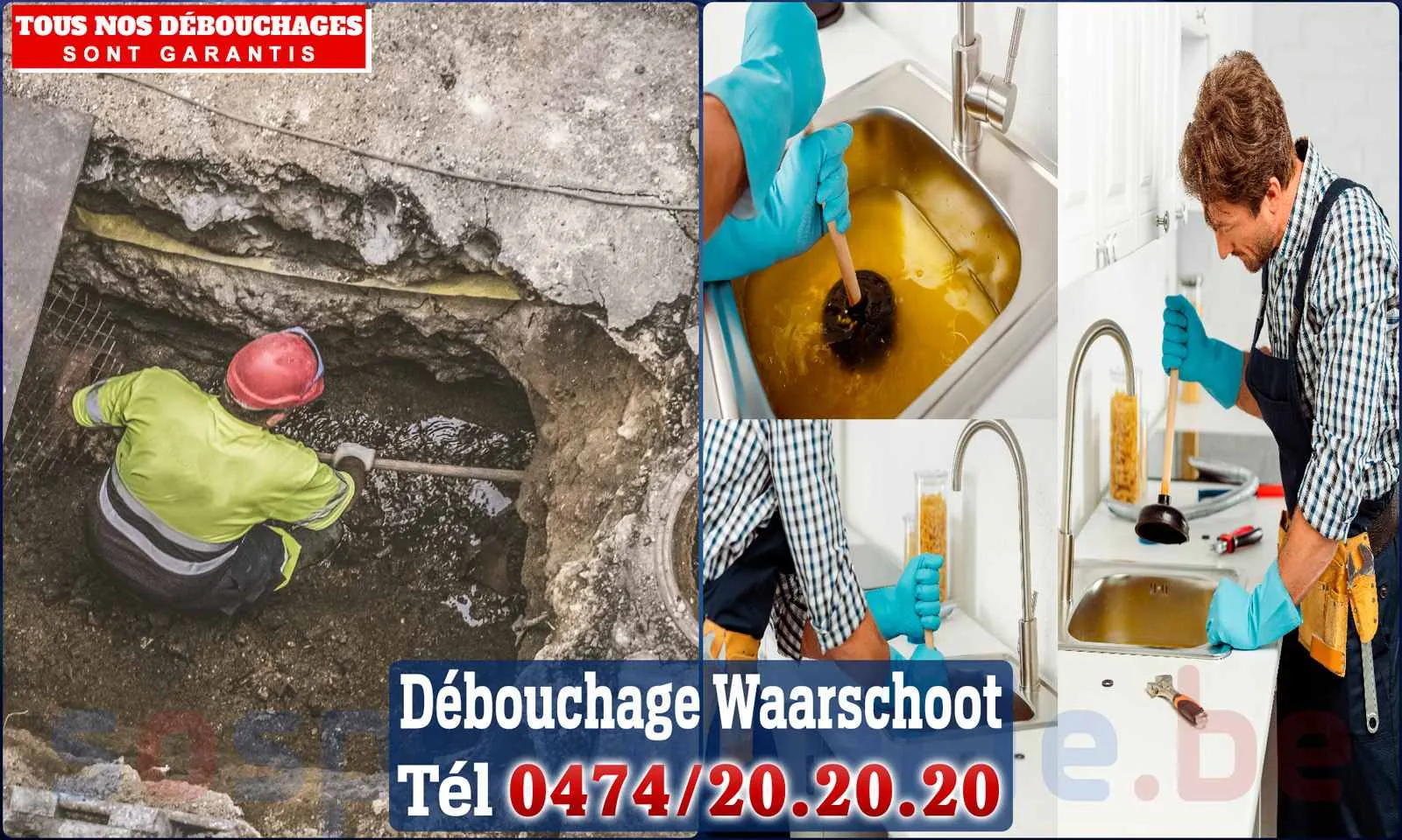 Débouchage canalisation Waarschoot - SOS Plomberie