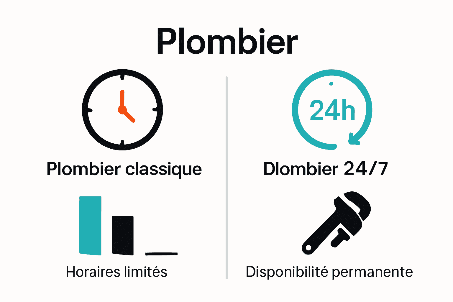 Comparaison plombier classique et 24/7