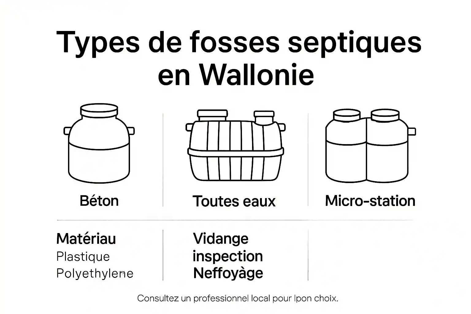 Infographie : les différents modèles de fosses septiques en Wallonie