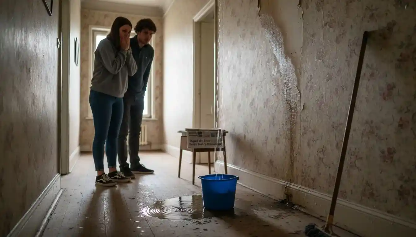 Une fuite d’eau a provoqué des dégâts sur le mur du couloir.