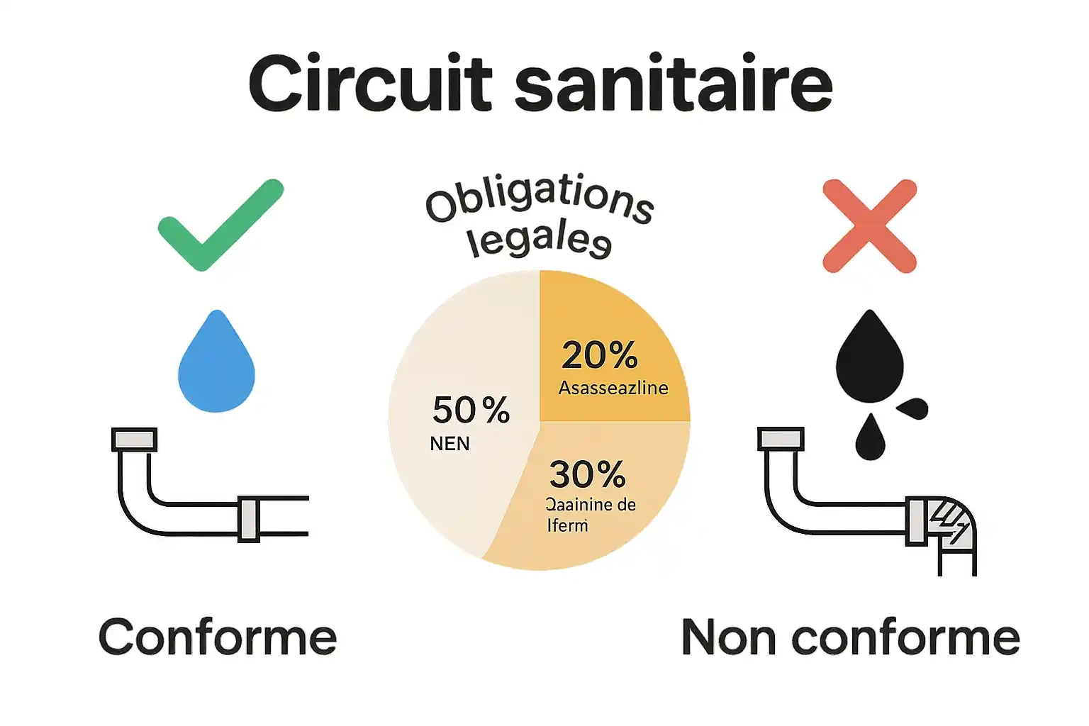 Infographique comparant conformité et risques en installations sanitaires
