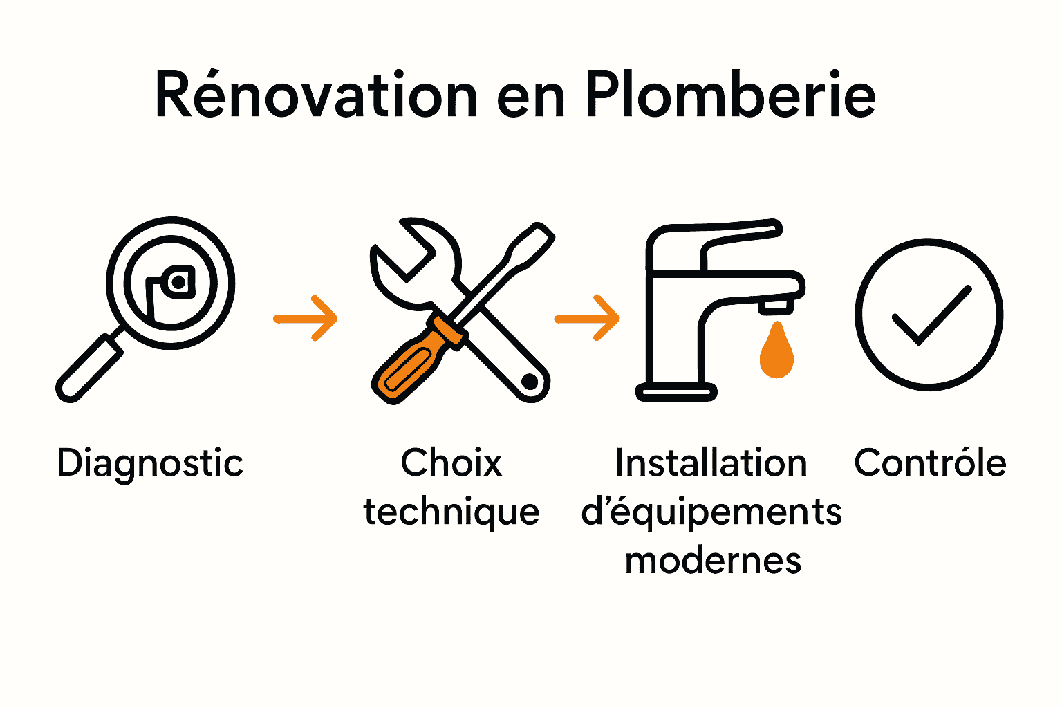Infographie processus rénovation plomberie étape par étape