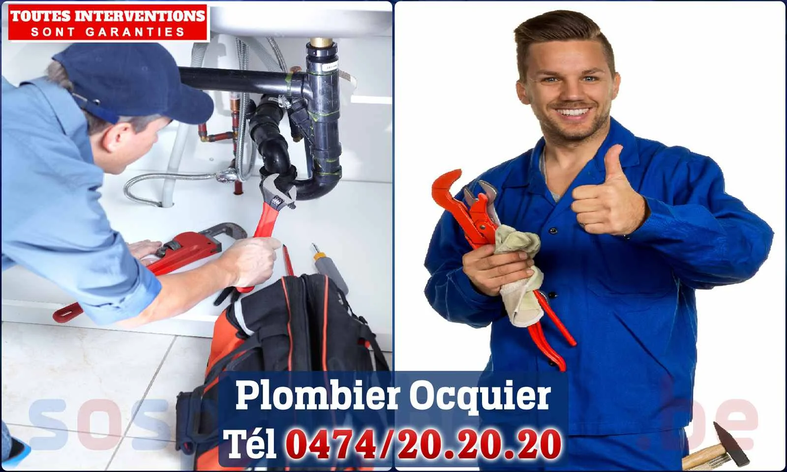 SOS Plomberie - Plombier Ocquier pour installation et
                    réparation