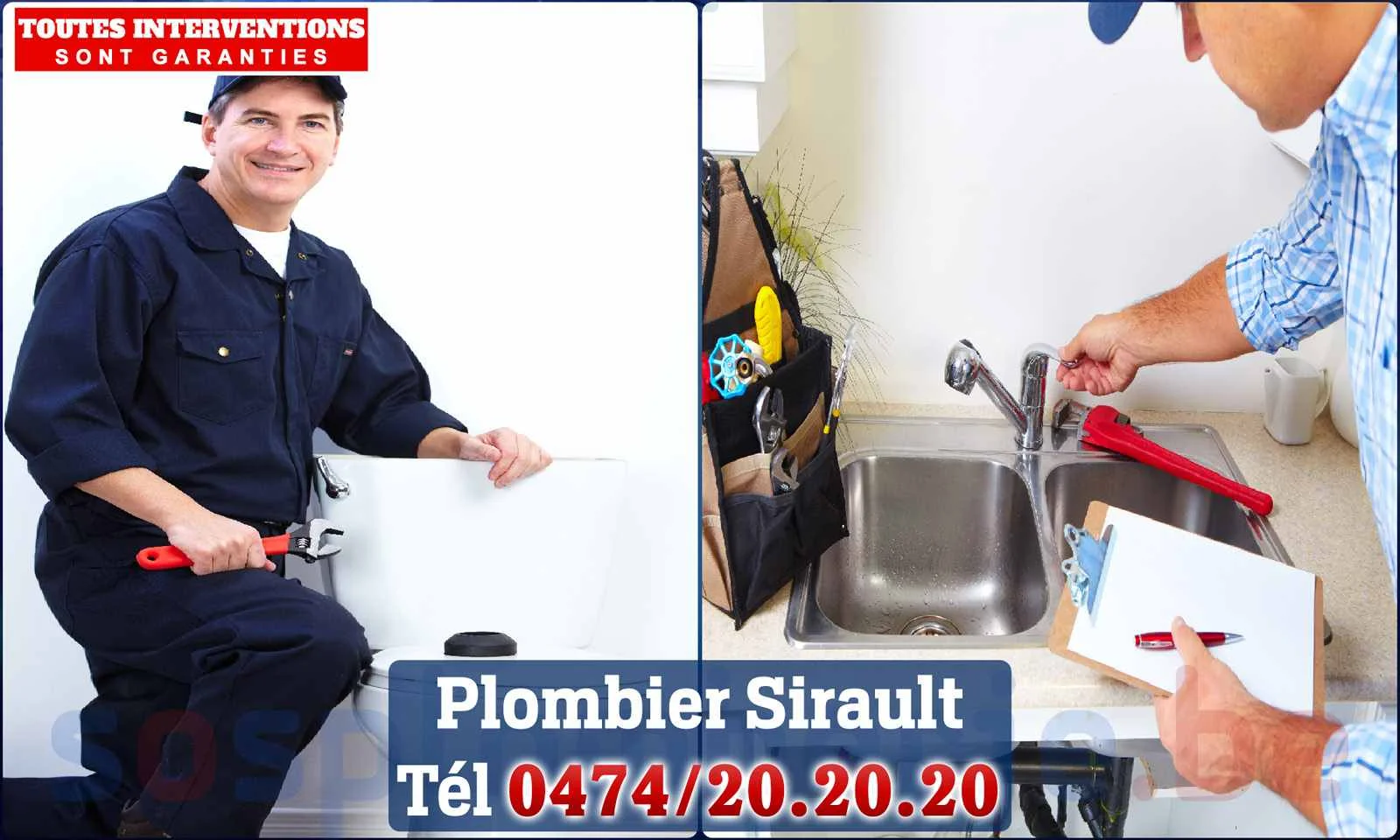 SOS Plomberie - Plombier Sirault pour installation et
                    réparation