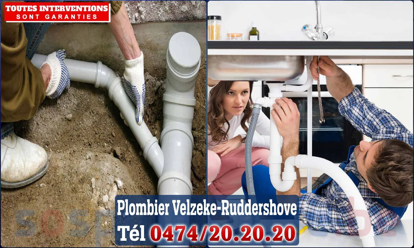 SOS Plomberie - Plombier Velzeke-Ruddershove pour installation et
                    réparation